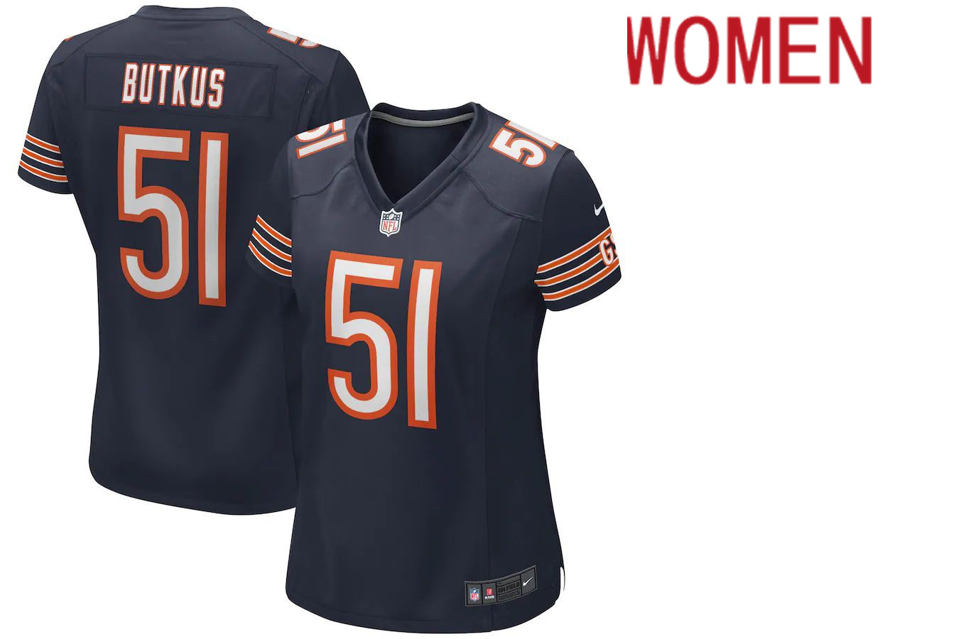 Women Chicago Bears #51 Dick Butkus Nike Navy Game Retired Player NFL Jersey